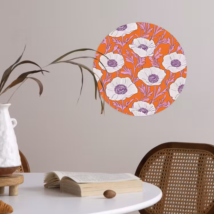 Behangcirkel - Bloemen - Grafisch - Oranje — 4