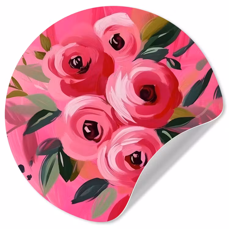 Behangcirkel - Bloemen - Verf - Roze — 1