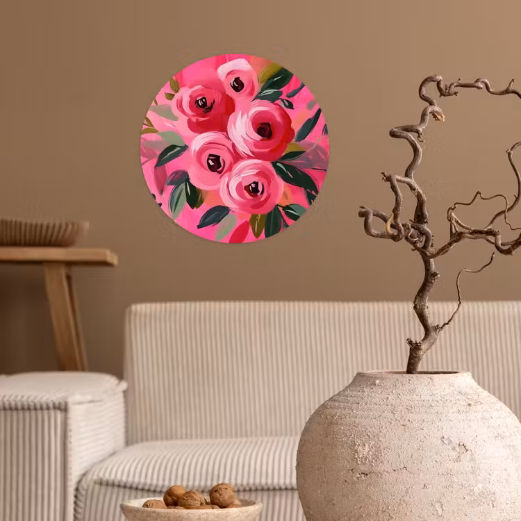 Behangcirkel - Bloemen - Verf - Roze — 2