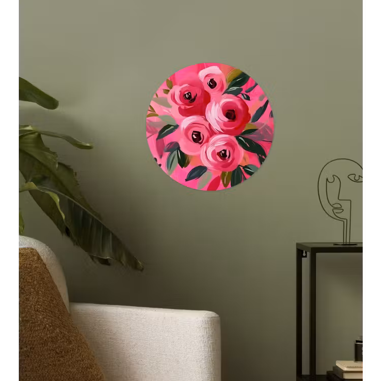 Behangcirkel - Bloemen - Verf - Roze — 3