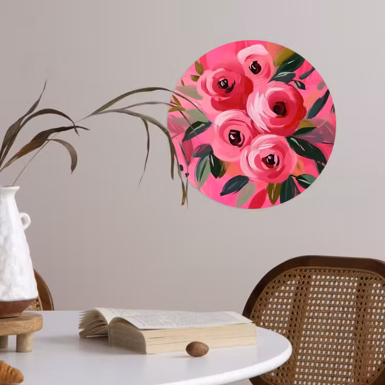 Behangcirkel - Bloemen - Verf - Roze — 4