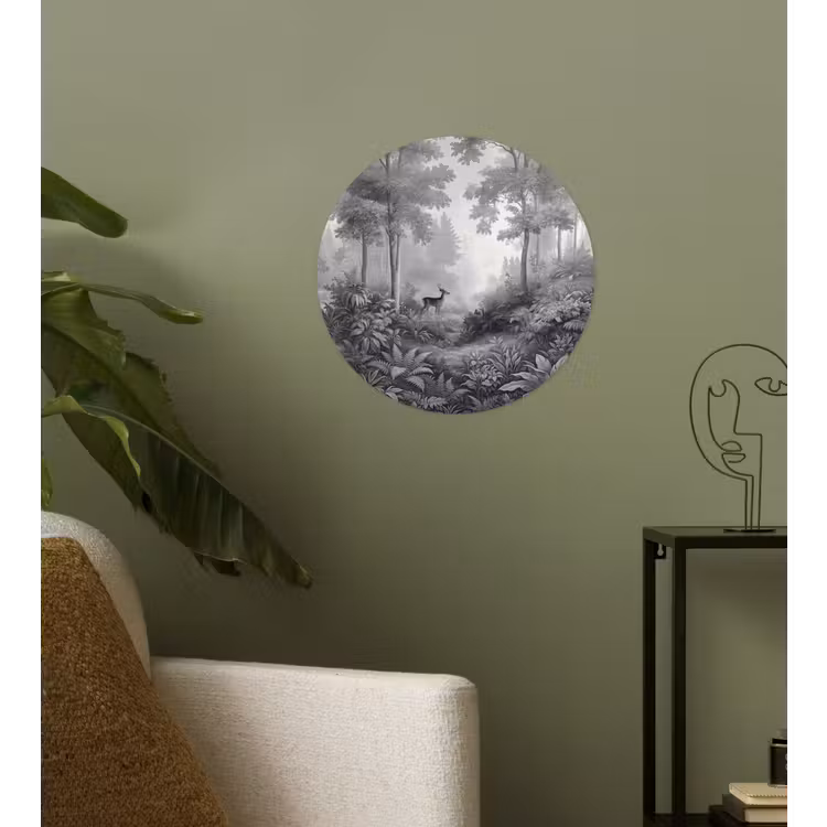 Behangcirkel - Bos - Hert - Zwart - Wit — 3