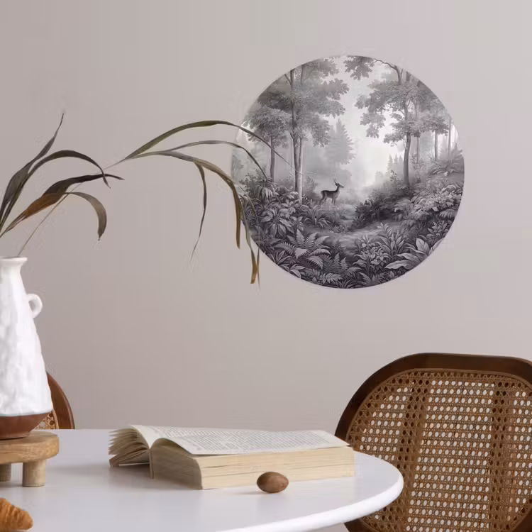 Behangcirkel - Bos - Hert - Zwart - Wit — 4