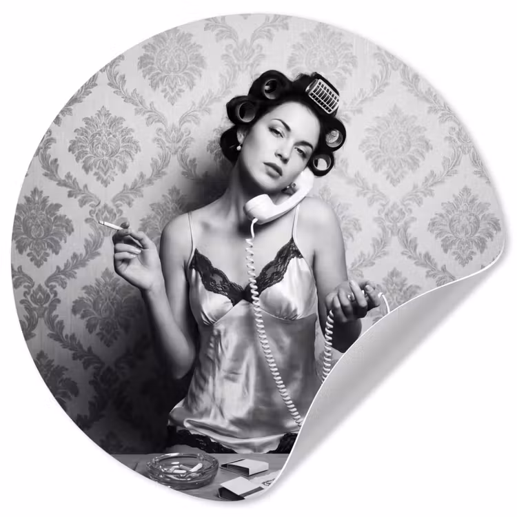 Behangcirkel - Chic - Vrouw - Zwart - Wit — 1