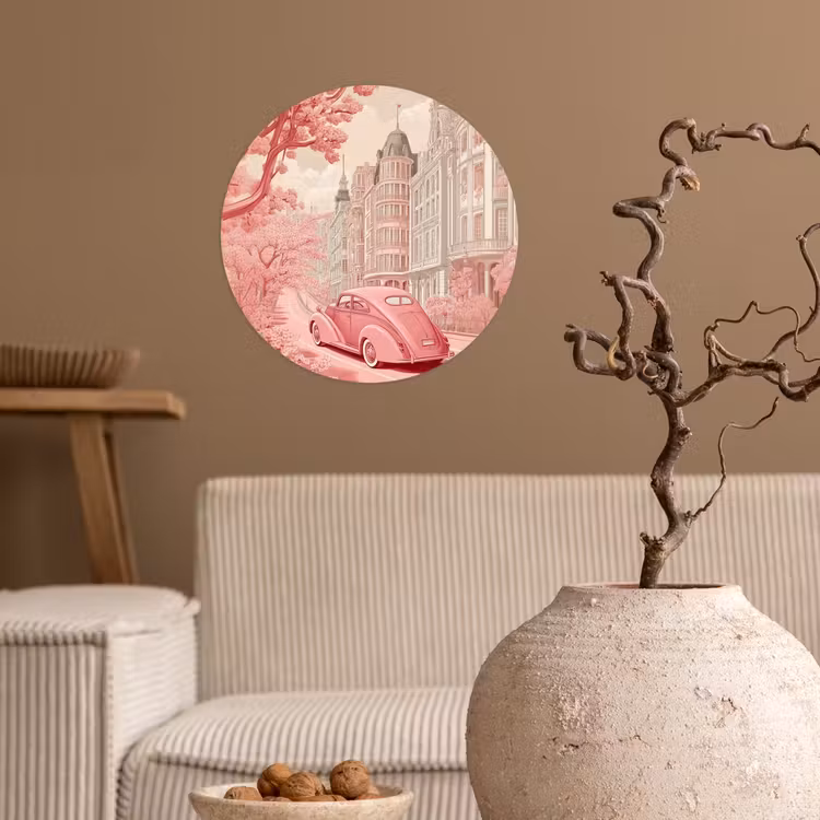 Behangcirkel - City - Car - Pink — 2