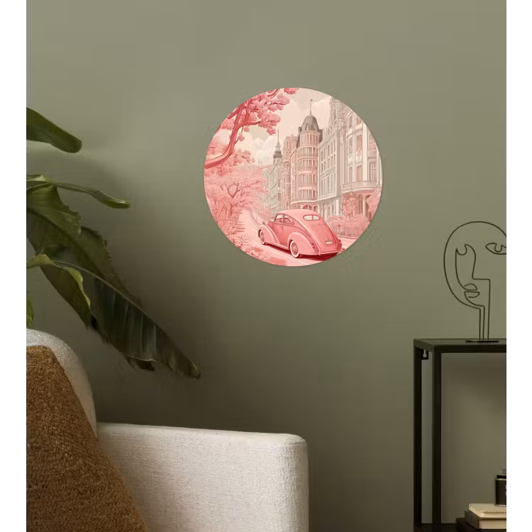 Behangcirkel - City - Car - Pink — 3