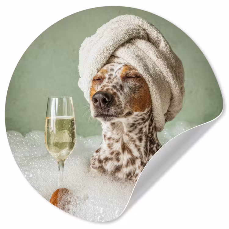 Behangcirkel - Hond - Bad - Champagne - Handdoek — 1