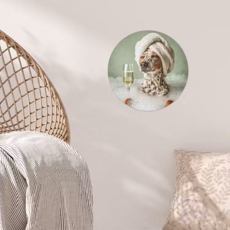 Behangcirkel - Hond - Bad - Champagne - Handdoek — 5
