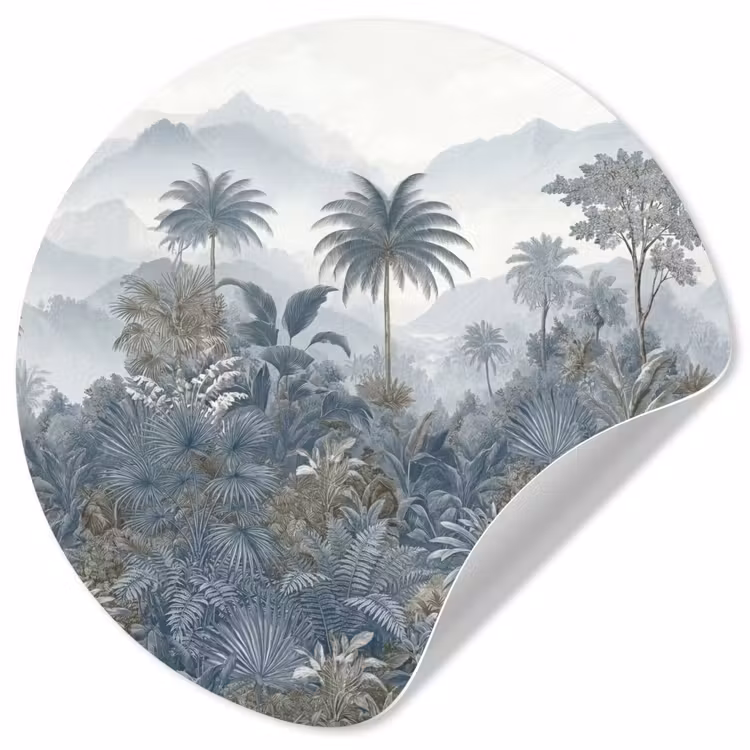 Behangcirkel - Jungle - Landschap - Blauw — 1