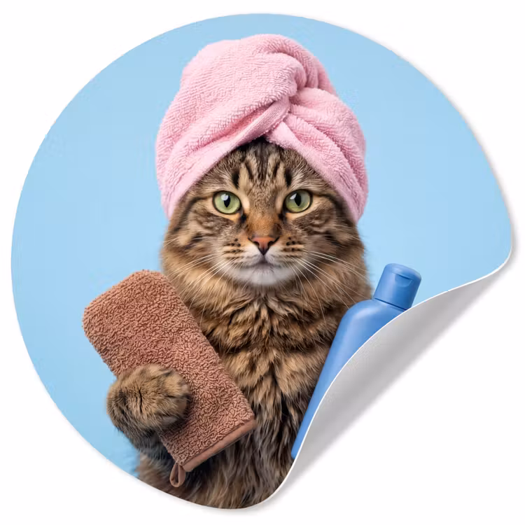 Behangcirkel - Kat - Handdoek - Washand - Zeep — 1