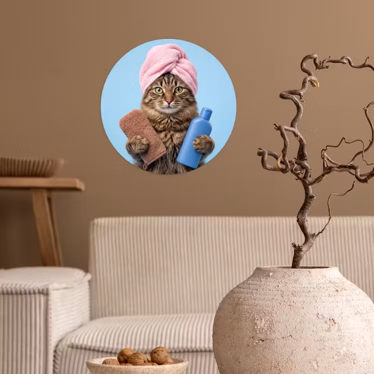 Behangcirkel - Kat - Handdoek - Washand - Zeep — 2
