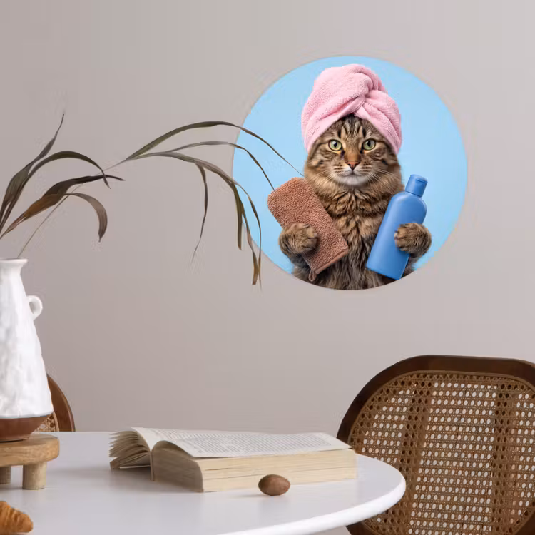Behangcirkel - Kat - Handdoek - Washand - Zeep — 4
