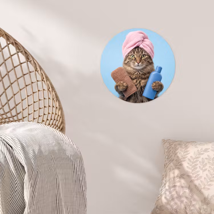 Behangcirkel - Kat - Handdoek - Washand - Zeep — 5