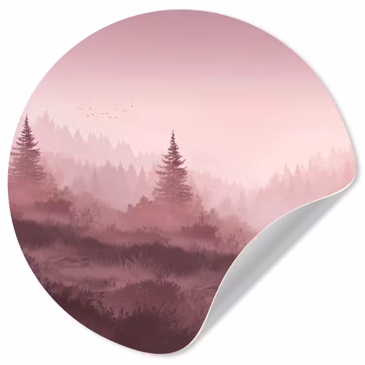 Behangcirkel - Landschap - Mistig - Roze — 1