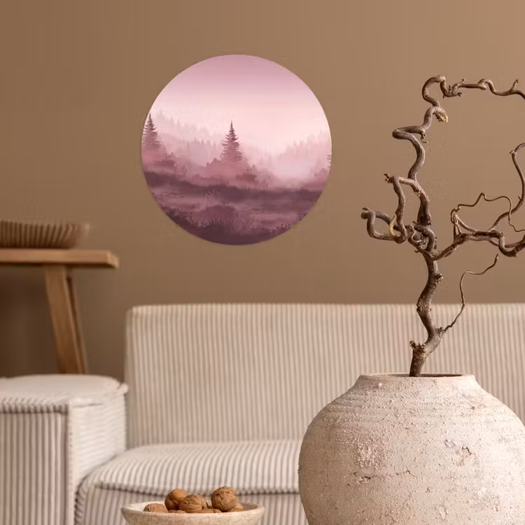 Behangcirkel - Landschap - Mistig - Roze — 2