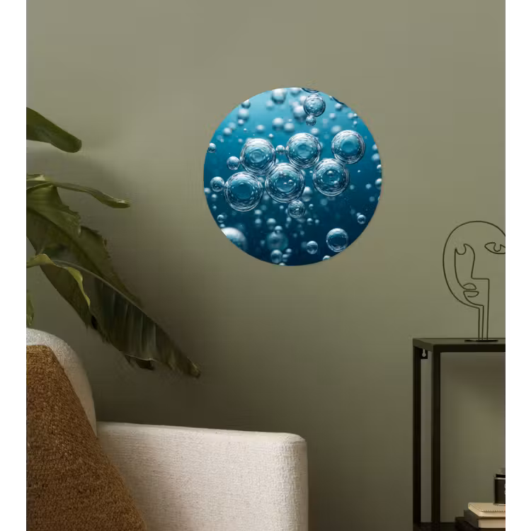 Behangcirkel - Luchtbellen - Dynamisch - Blauw — 3
