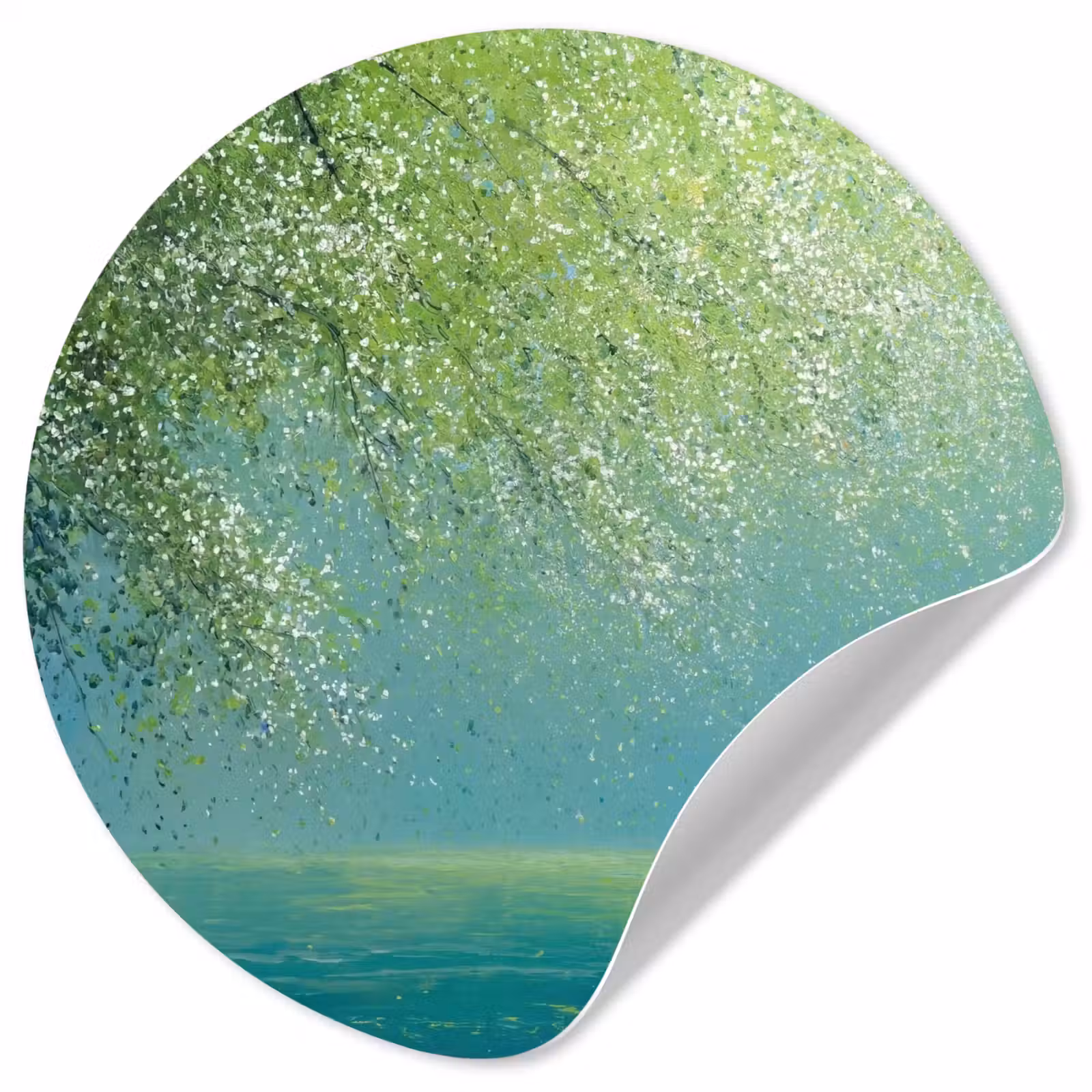 Behangcirkel - Bootje - Water - Bladeren - Bloesems — 1