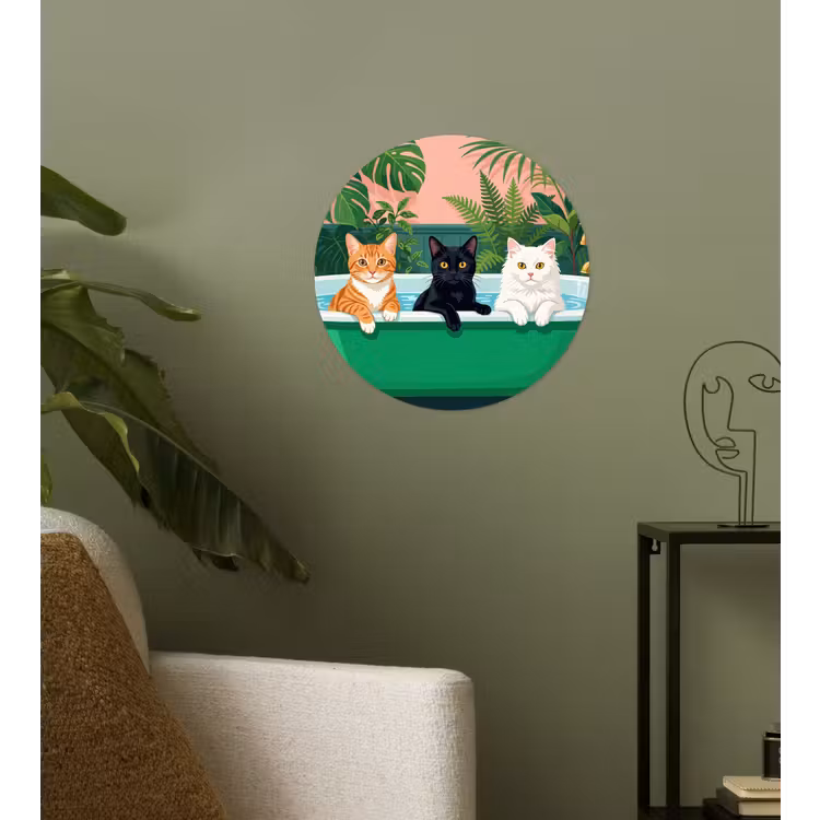 Behangcirkel - Badkamer - Kattenparade - Kleurrijk — 3