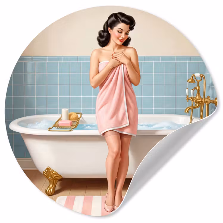 Behangcirkel - Badkamer - Vrouw - Roze — 1