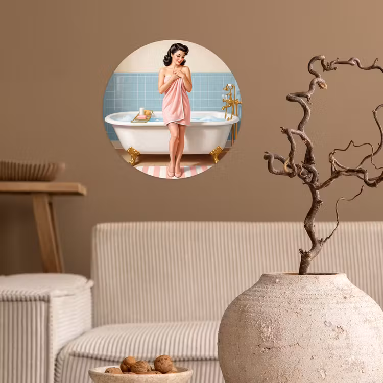 Behangcirkel - Badkamer - Vrouw - Roze — 2
