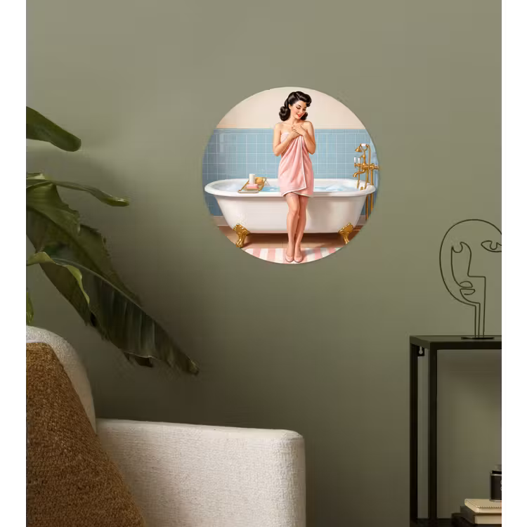 Behangcirkel - Badkamer - Vrouw - Roze — 3