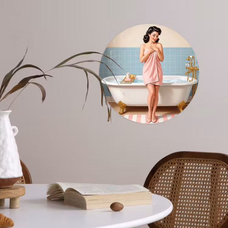 Behangcirkel - Badkamer - Vrouw - Roze — 4
