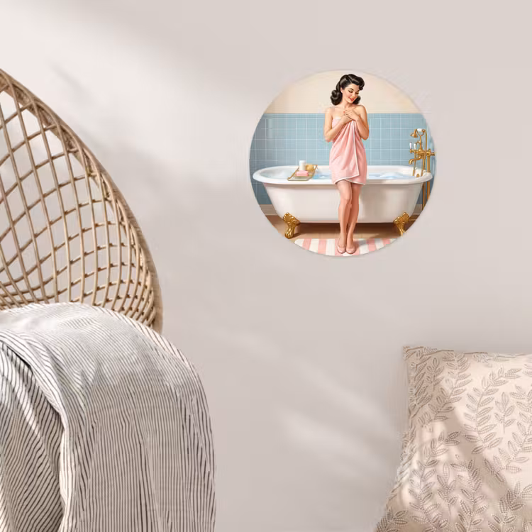 Behangcirkel - Badkamer - Vrouw - Roze — 5