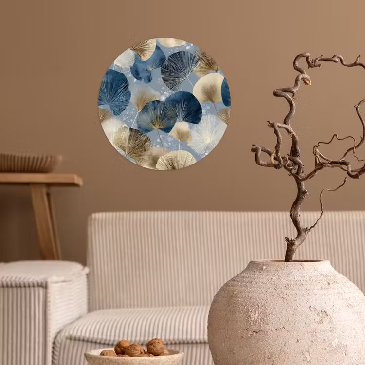Behangcirkel - Bladeren - Abstract - Goud - Blauw — 2