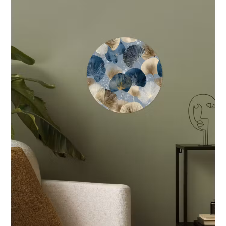 Behangcirkel - Bladeren - Abstract - Goud - Blauw — 3