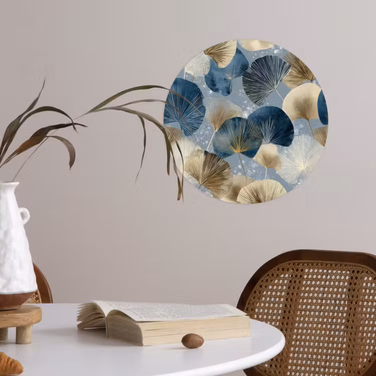 Behangcirkel - Bladeren - Abstract - Goud - Blauw — 4