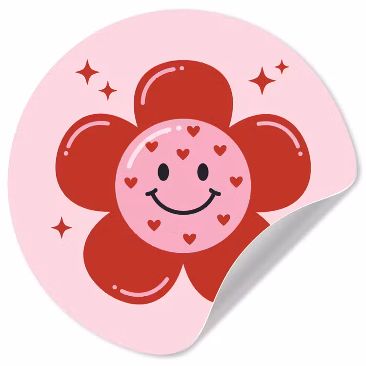 Behangcirkel - Bloem - Roze - Hartjes — 1
