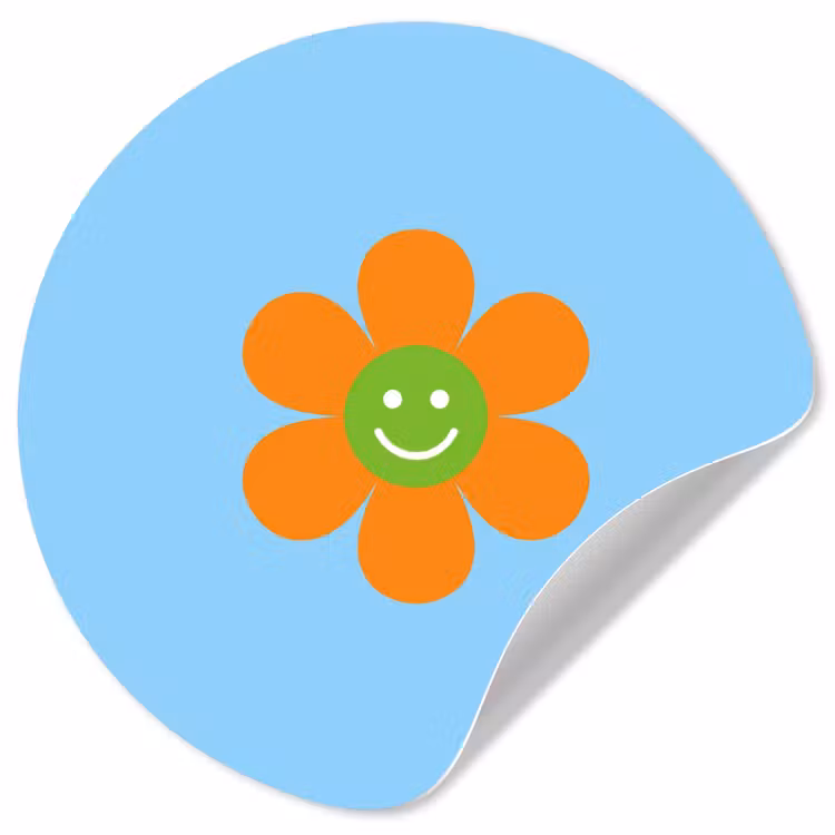Behangcirkel - Bloem - Smiley - Kleurrijk — 1