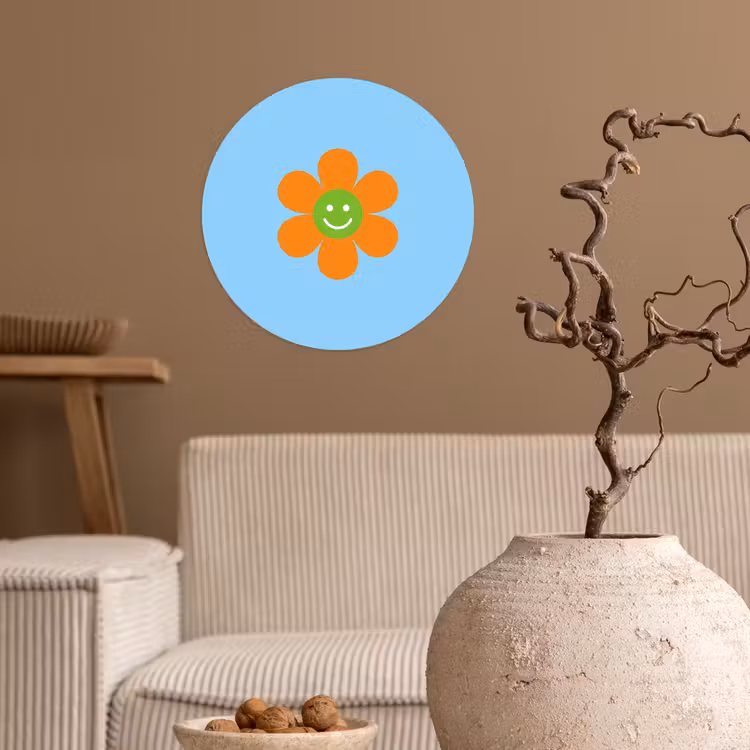 Behangcirkel - Bloem - Smiley - Kleurrijk — 2