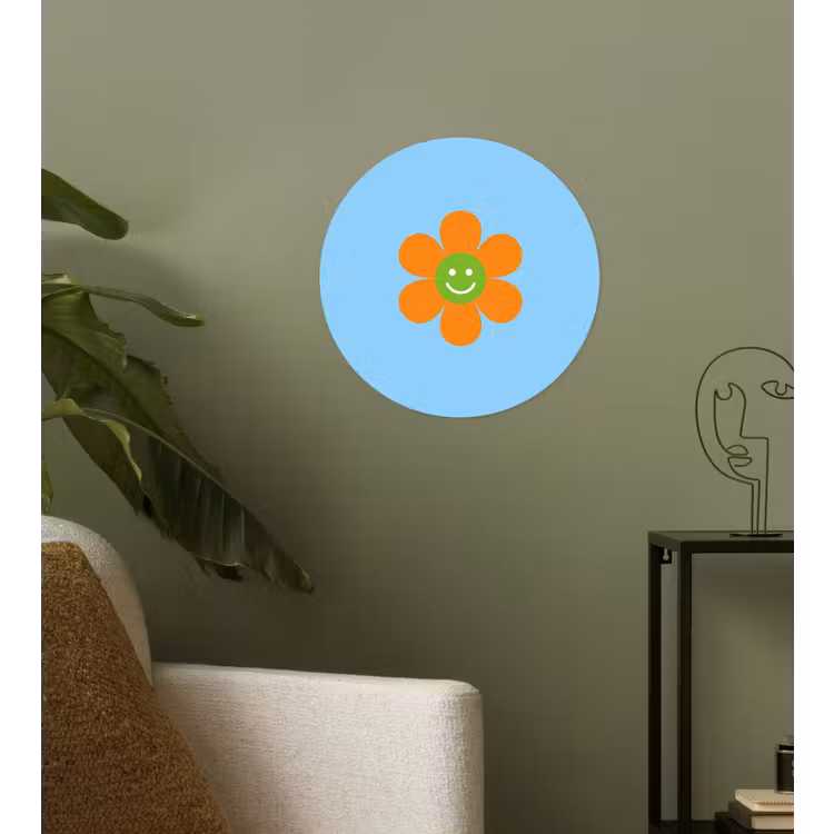 Behangcirkel - Bloem - Smiley - Kleurrijk — 3