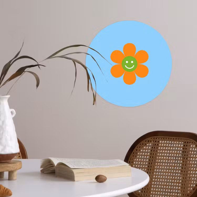 Behangcirkel - Bloem - Smiley - Kleurrijk — 4