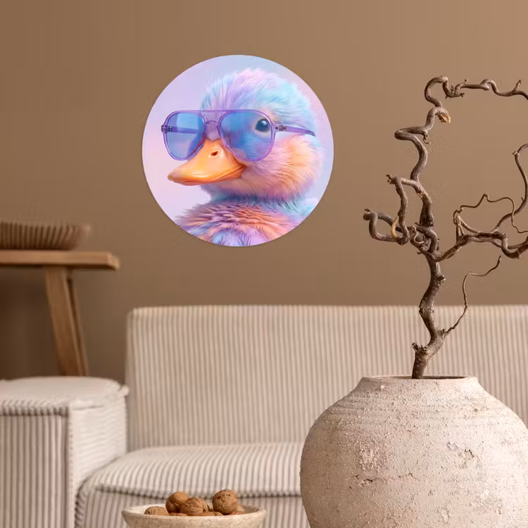 Behangcirkel - Eend - bril - Pastel — 2