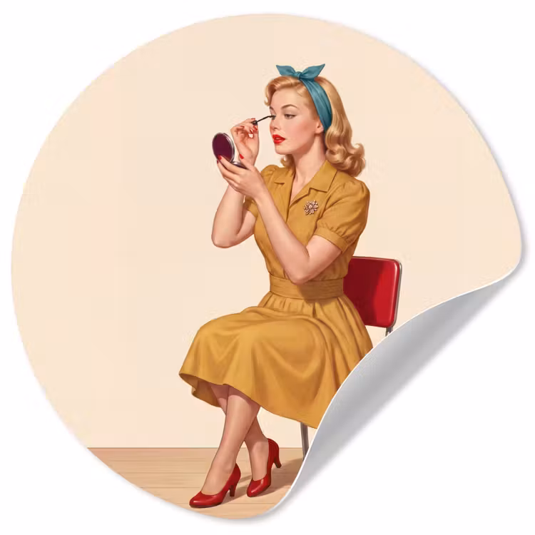 Behangcirkel - Illustratie - Mascara - Vrouw - Geel — 1
