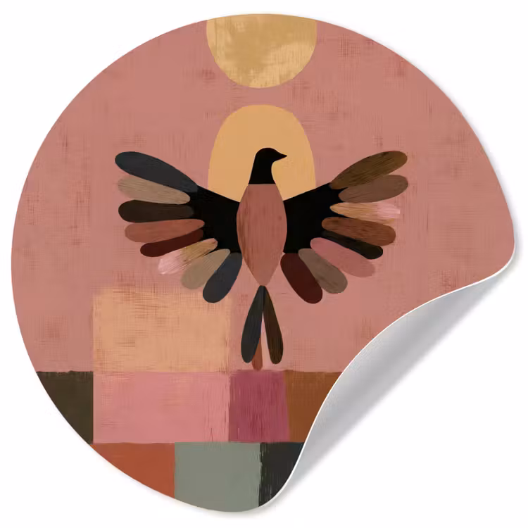 Behangcirkel - Illustratie - Vogel - Vlakken - Kleurrijk — 1