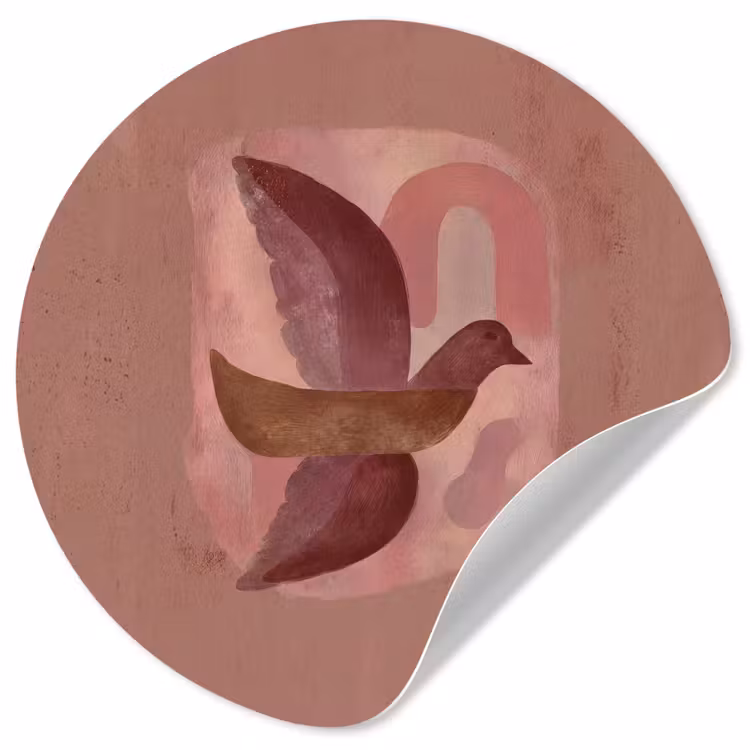 Behangcirkel - Illustratie - Vogels - Abstract - Roze — 1