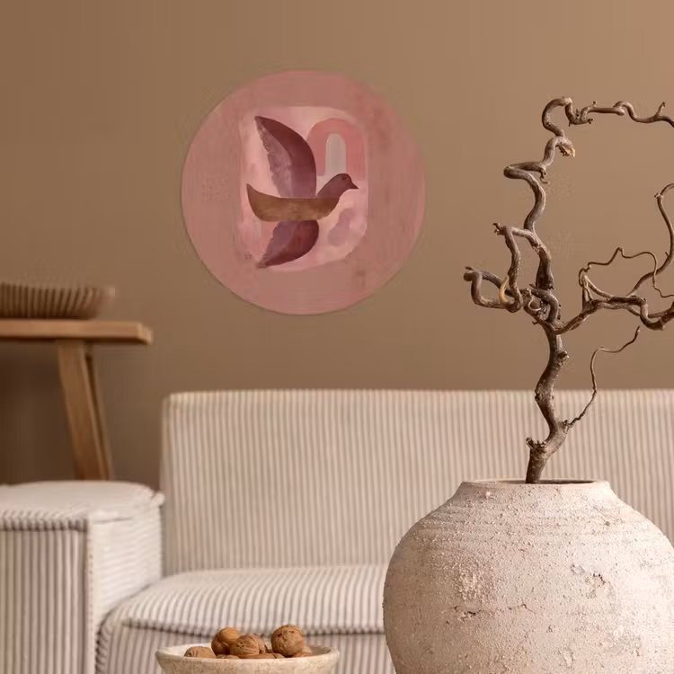 Behangcirkel - Illustratie - Vogels - Abstract - Roze — 2
