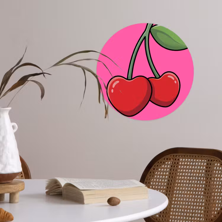 Behangcirkel - Kers - Roze - Fruit — 4
