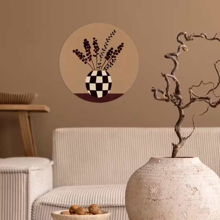 Behangcirkel - Minimalistisch - Vaas - Bloemen - Bruin — 2