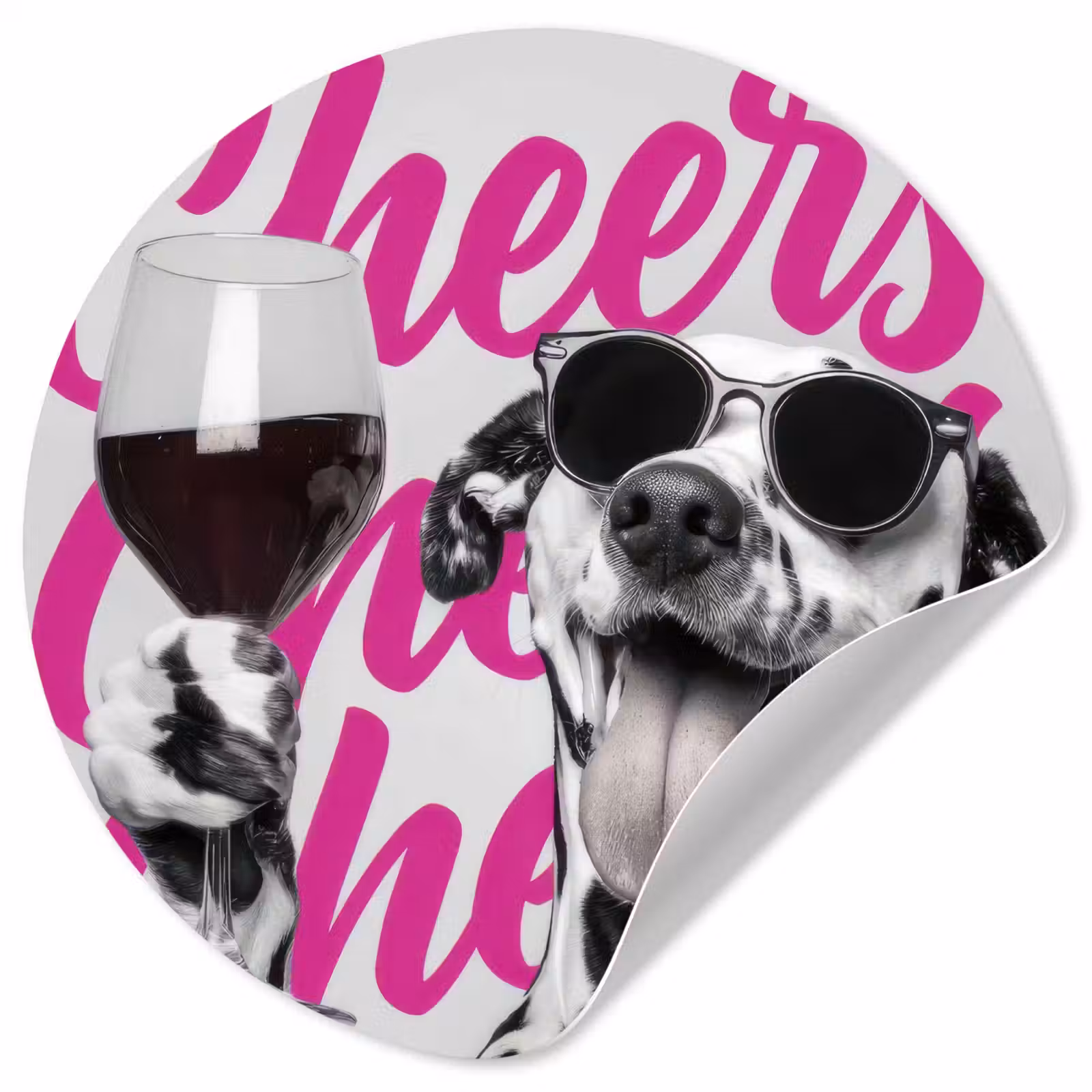 Behangcirkel - Cheers - Hond - Roze - Wijn — 1