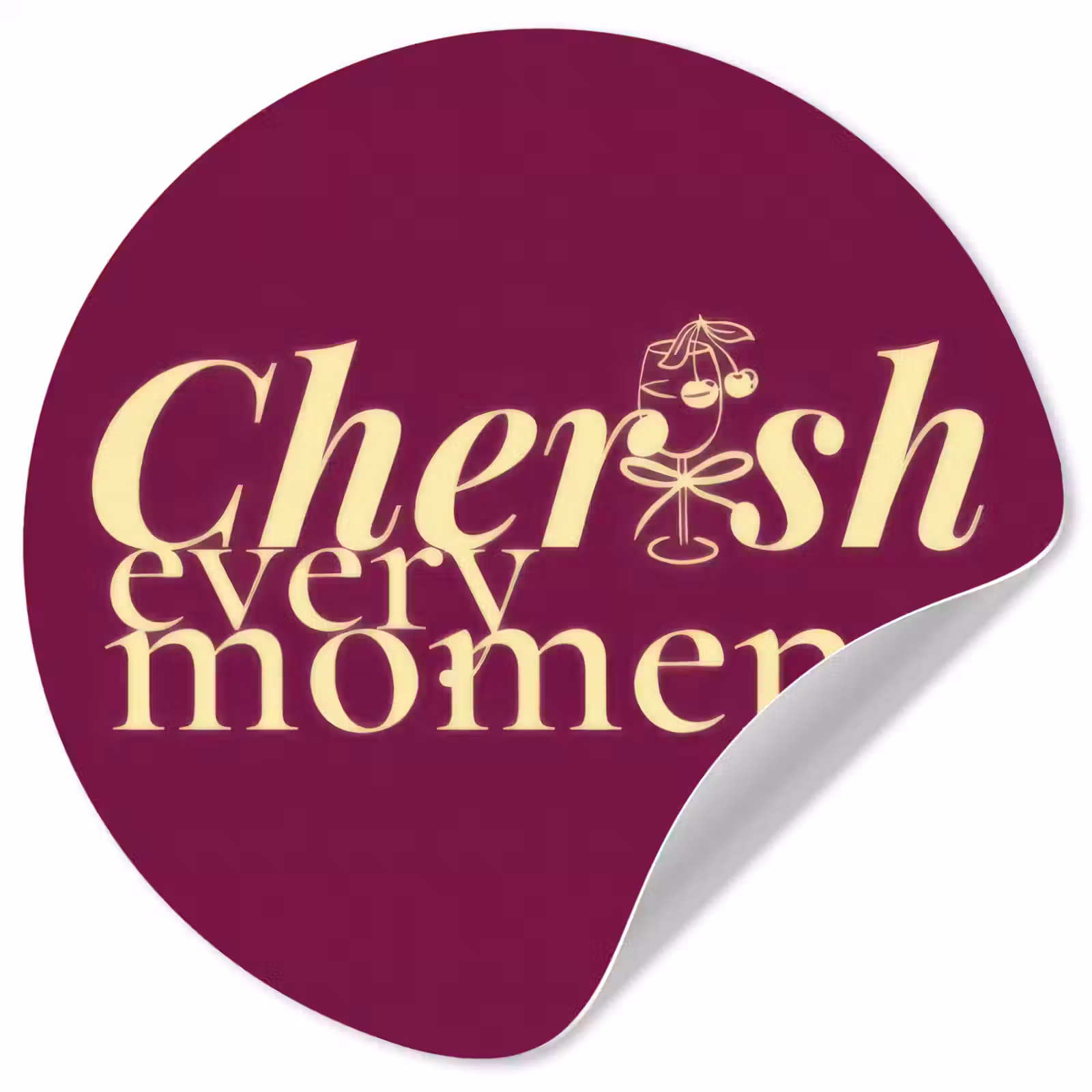 Behangcirkel - Cherish every moment - Cocktailglas - Bordeaux — 1