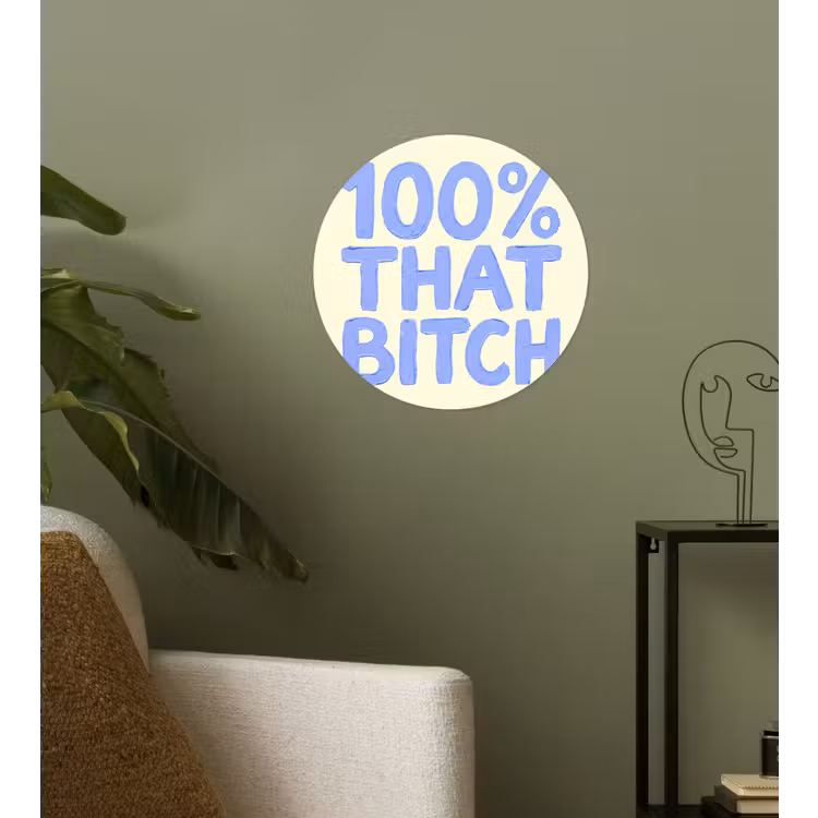 Behangcirkel - 100% that bitch - Blauw - Wit — 3