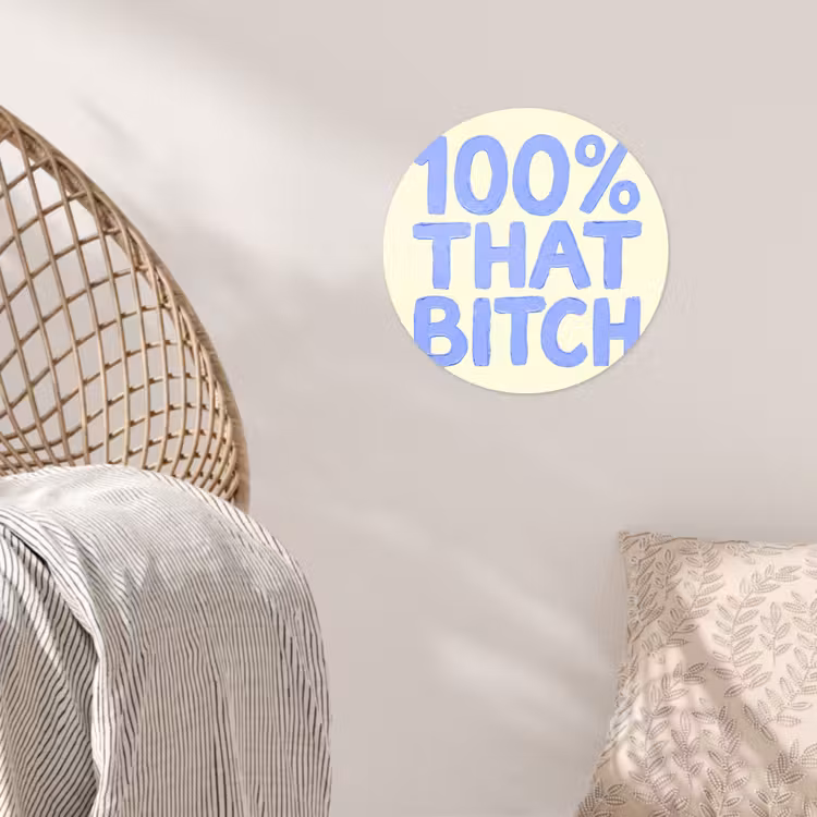Behangcirkel - 100% that bitch - Blauw - Wit — 5