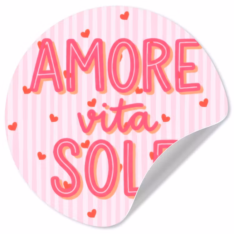 Behangcirkel - Amore vita sole - Roze - Hartjes — 1