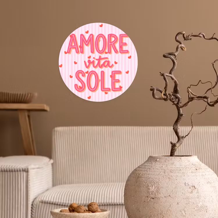 Behangcirkel - Amore vita sole - Roze - Hartjes — 2