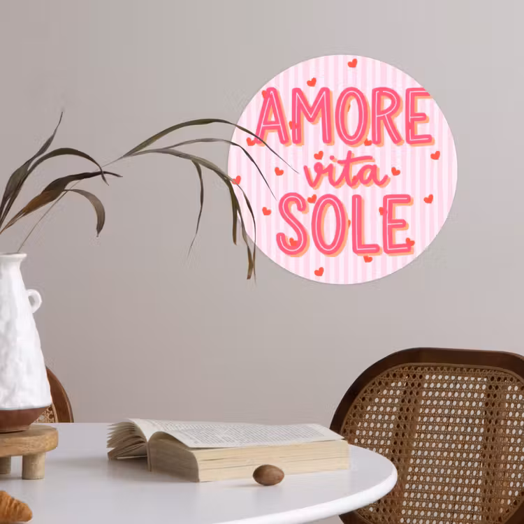 Behangcirkel - Amore vita sole - Roze - Hartjes — 4