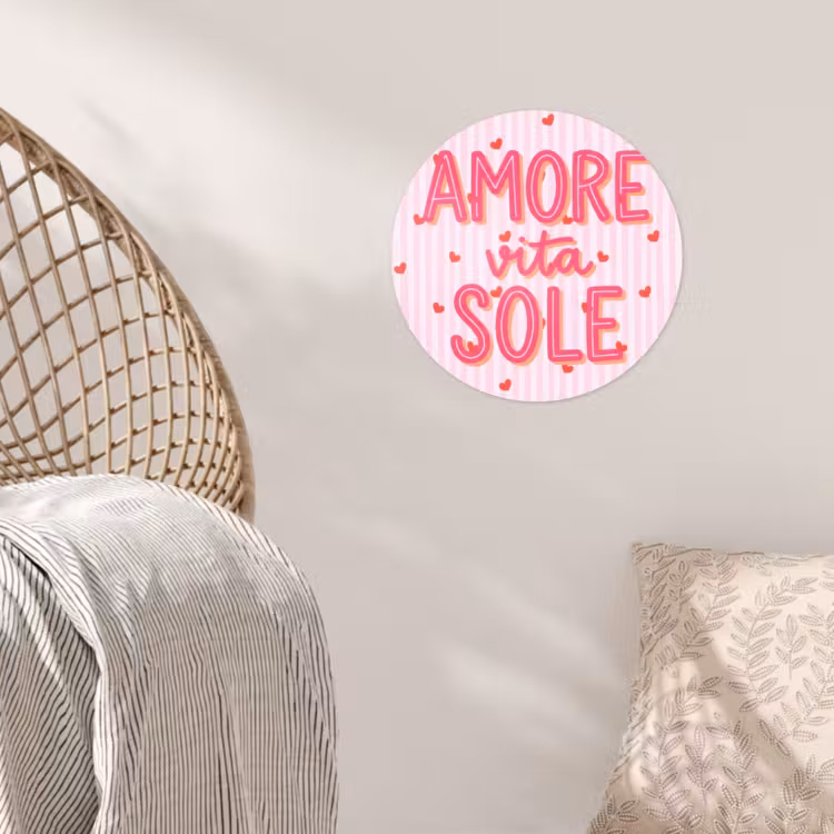 Behangcirkel - Amore vita sole - Roze - Hartjes — 5